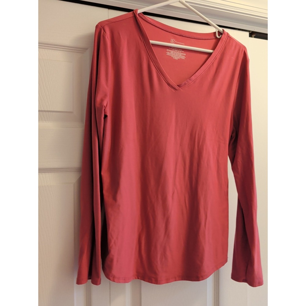 No Boundaries Womens XL Athletic Top Pink V-Neck Long Sleeve Pullover